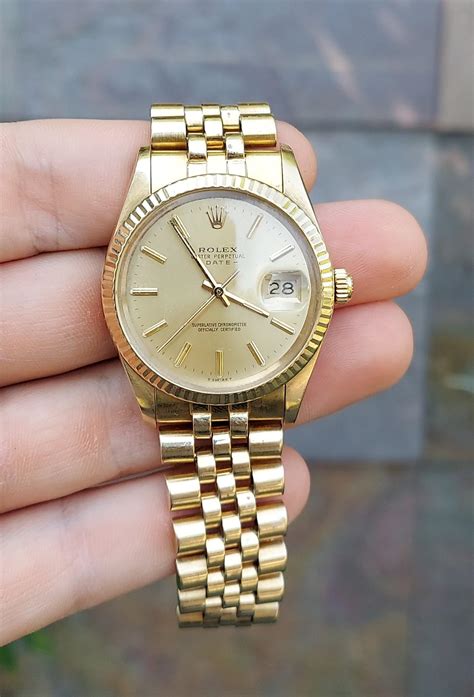 one tone gold rolex day date 14k|Rolex datejust 15037.